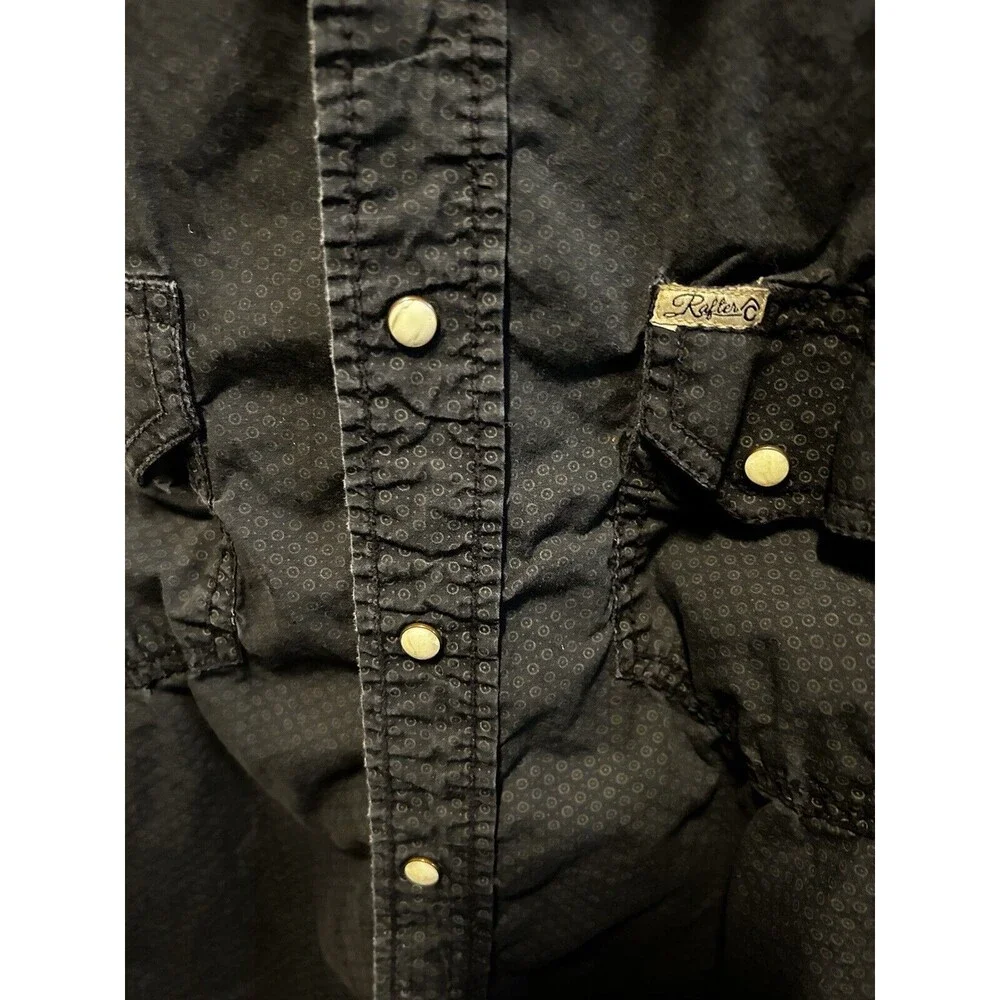 Rafter C Cowboy Collection Men’s Pearl Snap Shirt Black Size Large Western Style - Picture 4 of 10